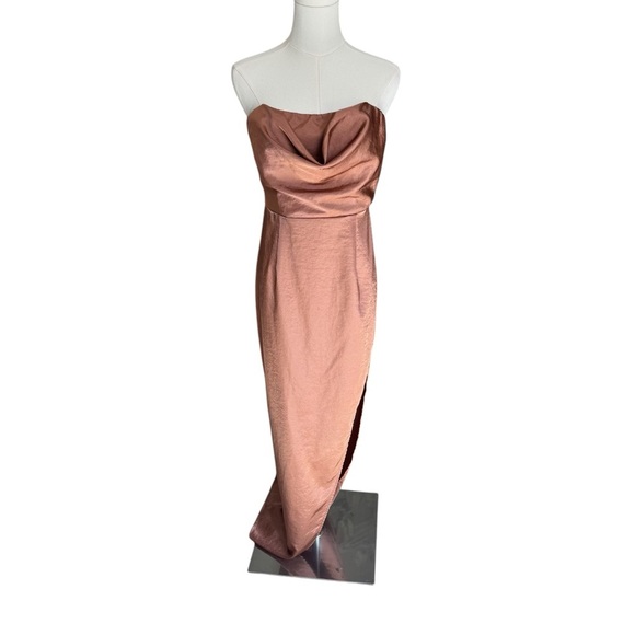 SuperDown x Revolve - Farah Satin Strapless Maxi Dress in Copper Sz M - Picture 2 of 9